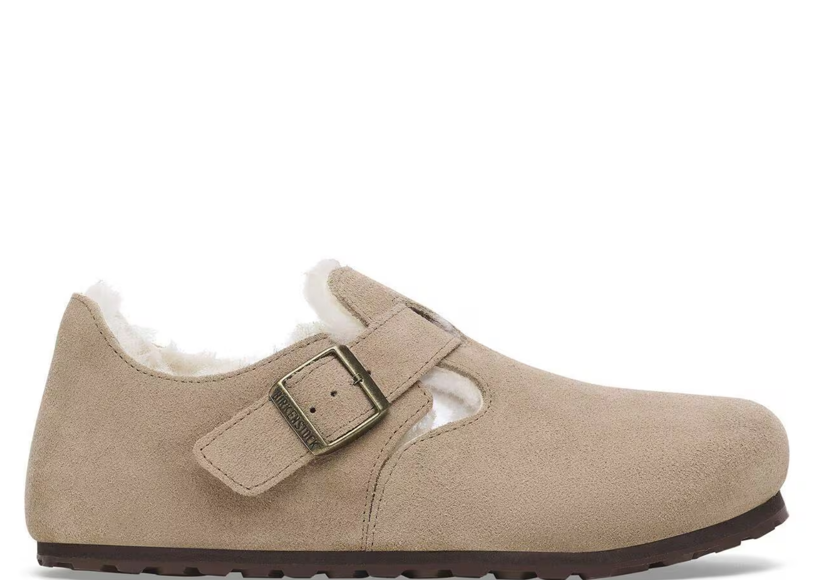 birkenstock london shearling suede taupe 1 1