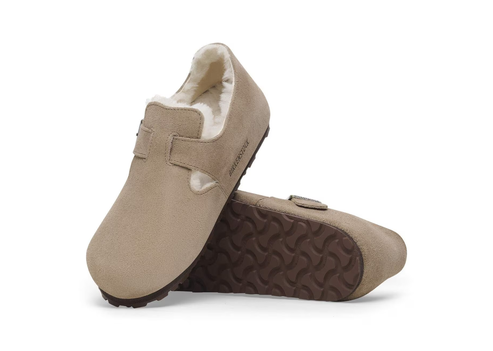 birkenstock london shearling suede taupe 4 1