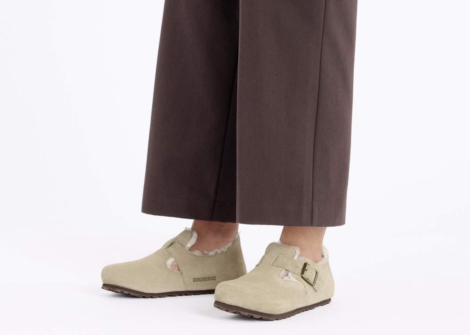 birkenstock london shearling suede taupe 5 1