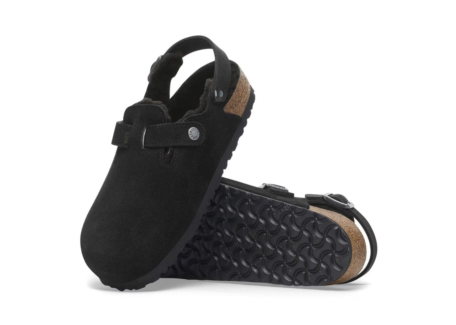 birkenstock tokio shearling suede leather black 3 1