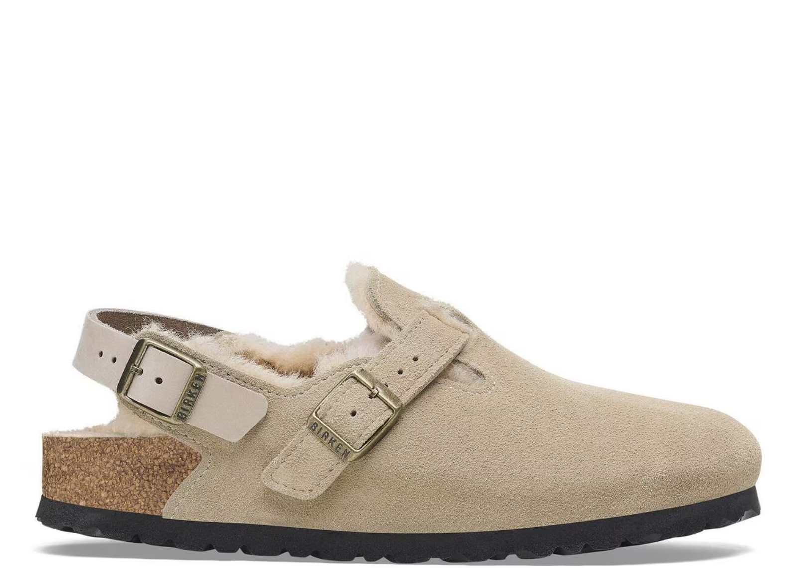 birkenstock tokio shearling suede leather taupe 1 1