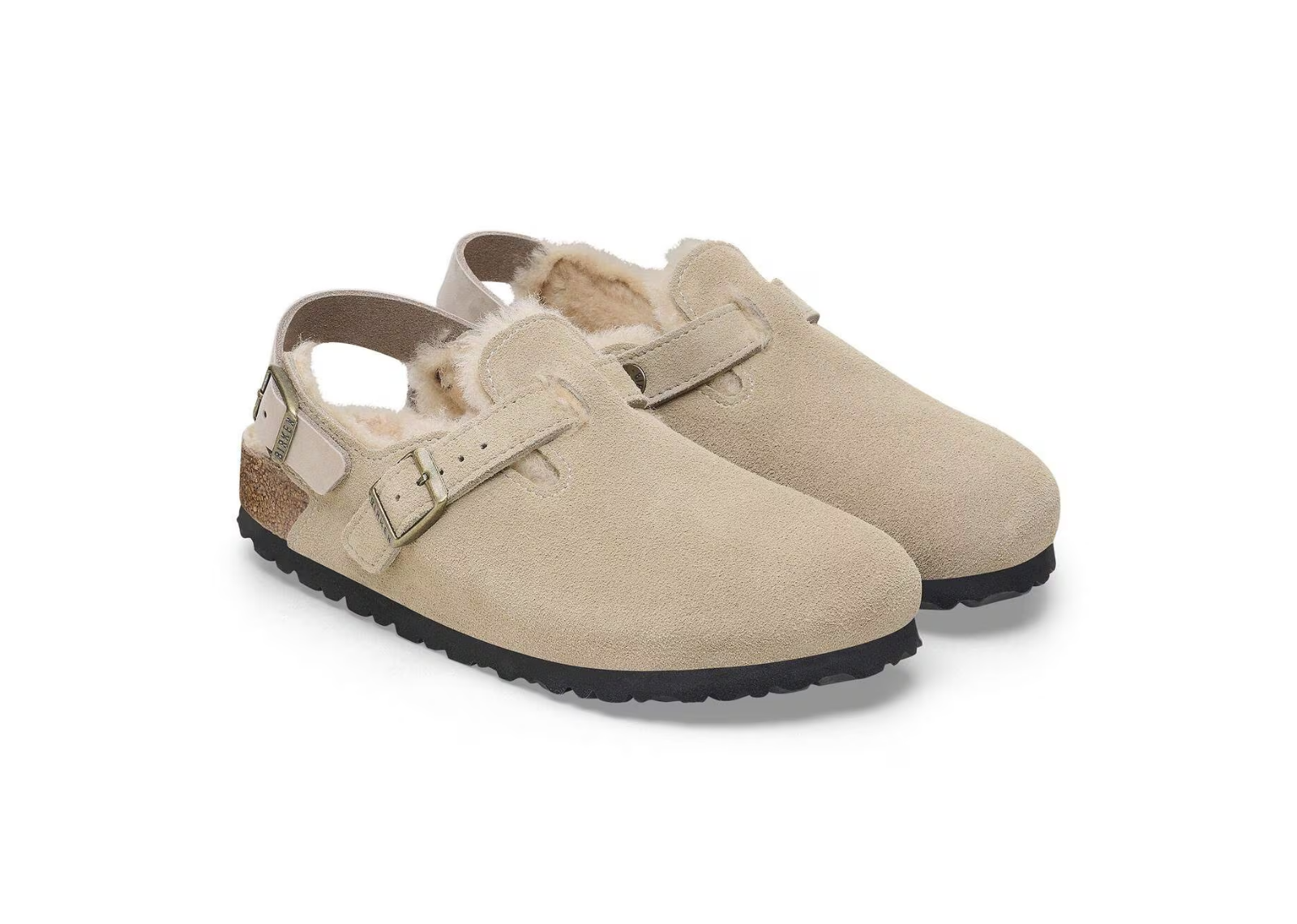 birkenstock tokio shearling suede leather taupe 2 1