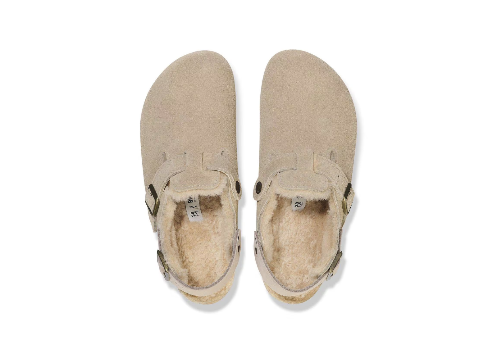 birkenstock tokio shearling suede leather taupe 4 1