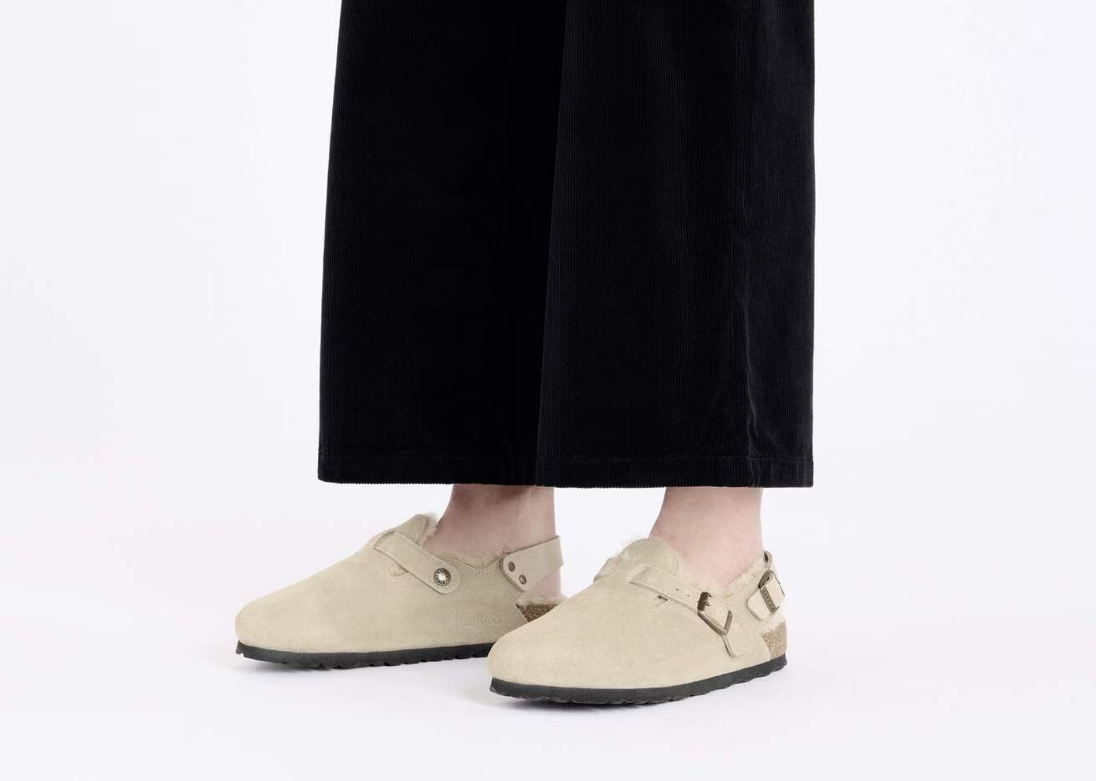 birkenstock tokio shearling suede leather taupe 5 1