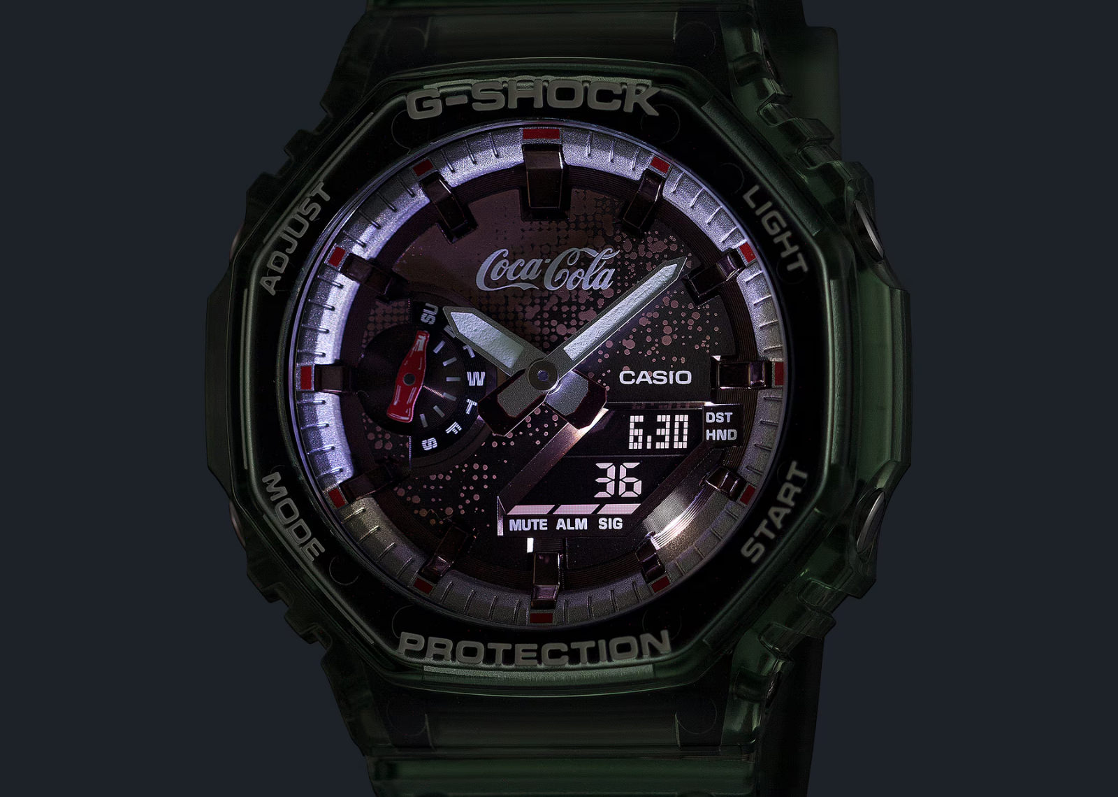 g shock by casio x coca cola analog digital 2100 series green 4 1