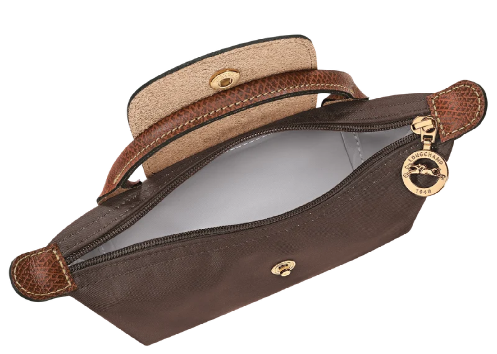 longchamp le pliage original pouch with handle mocha recyled canvas 4 1