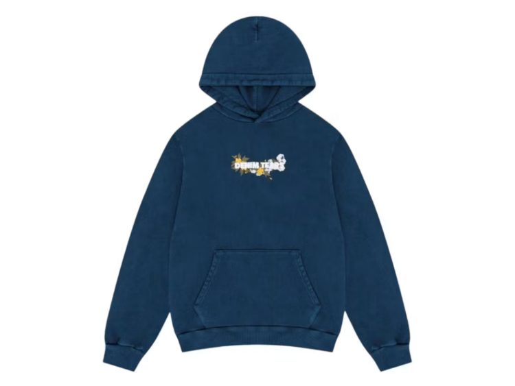 Denim Tears Floral Embroidered Logo Hoodie Navy