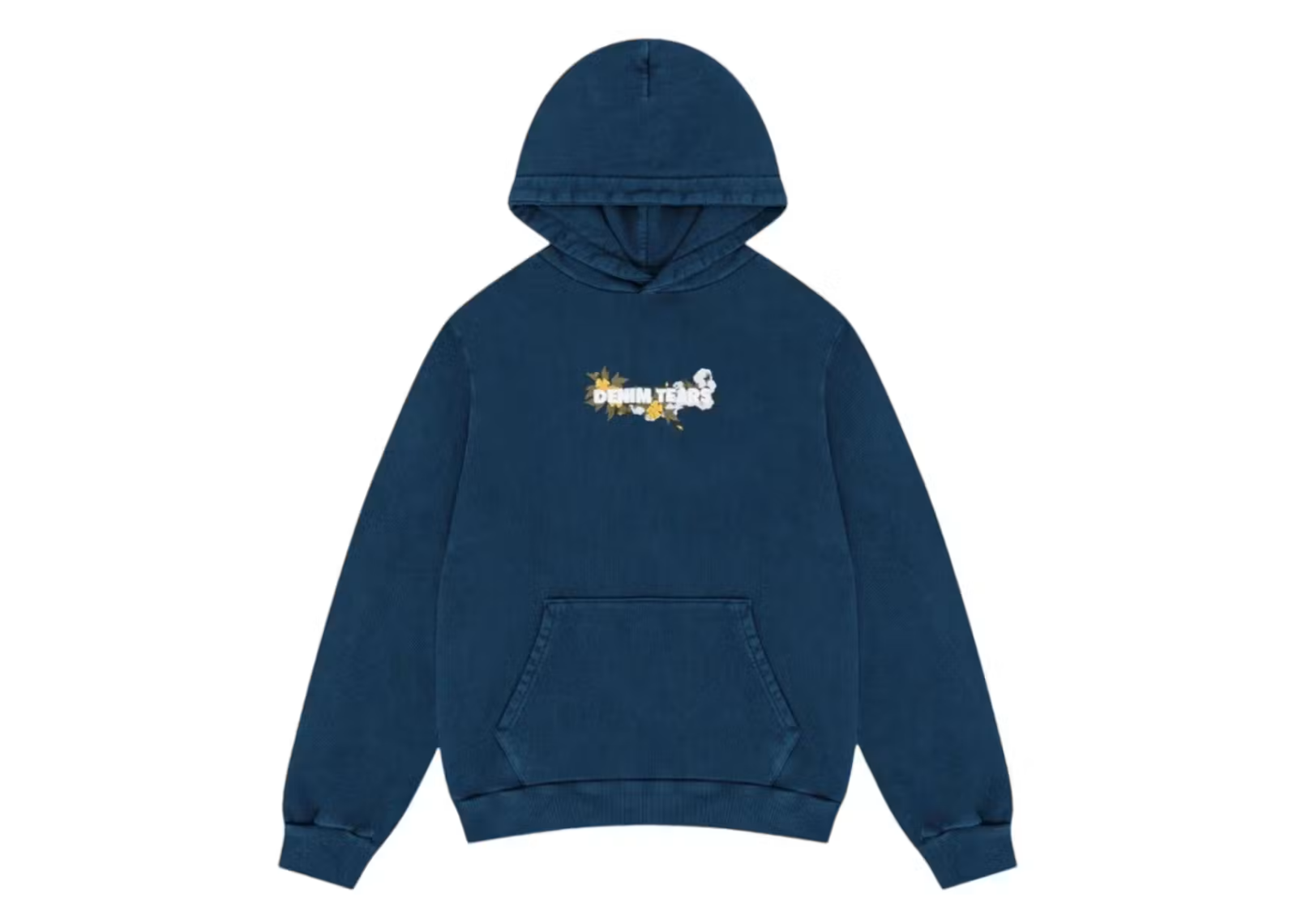 Denim Tears Floral Embroidered Logo Hoodie Navy