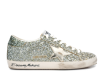 Golden Goose Super-Star Platinum Green Glitter (W)
