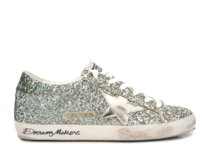 Golden Goose Super-Star Platinum Green Glitter (W)