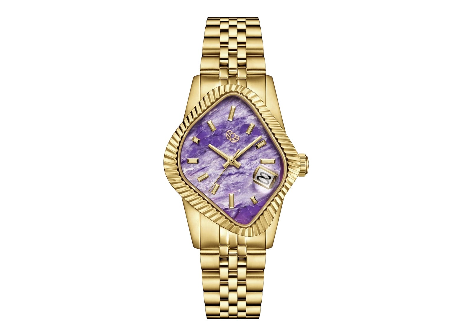 Laarvee Fluted Bezel Gold Charoite