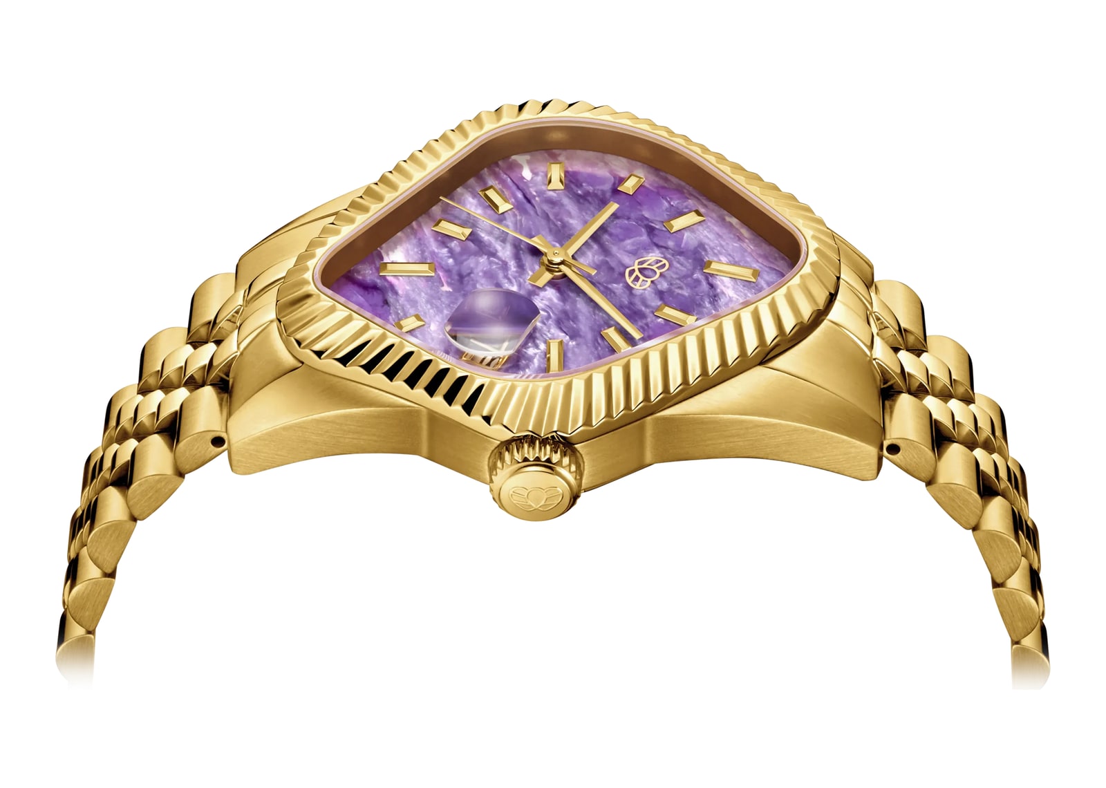 Laarvee Fluted Bezel Gold Charoite - görsel 3