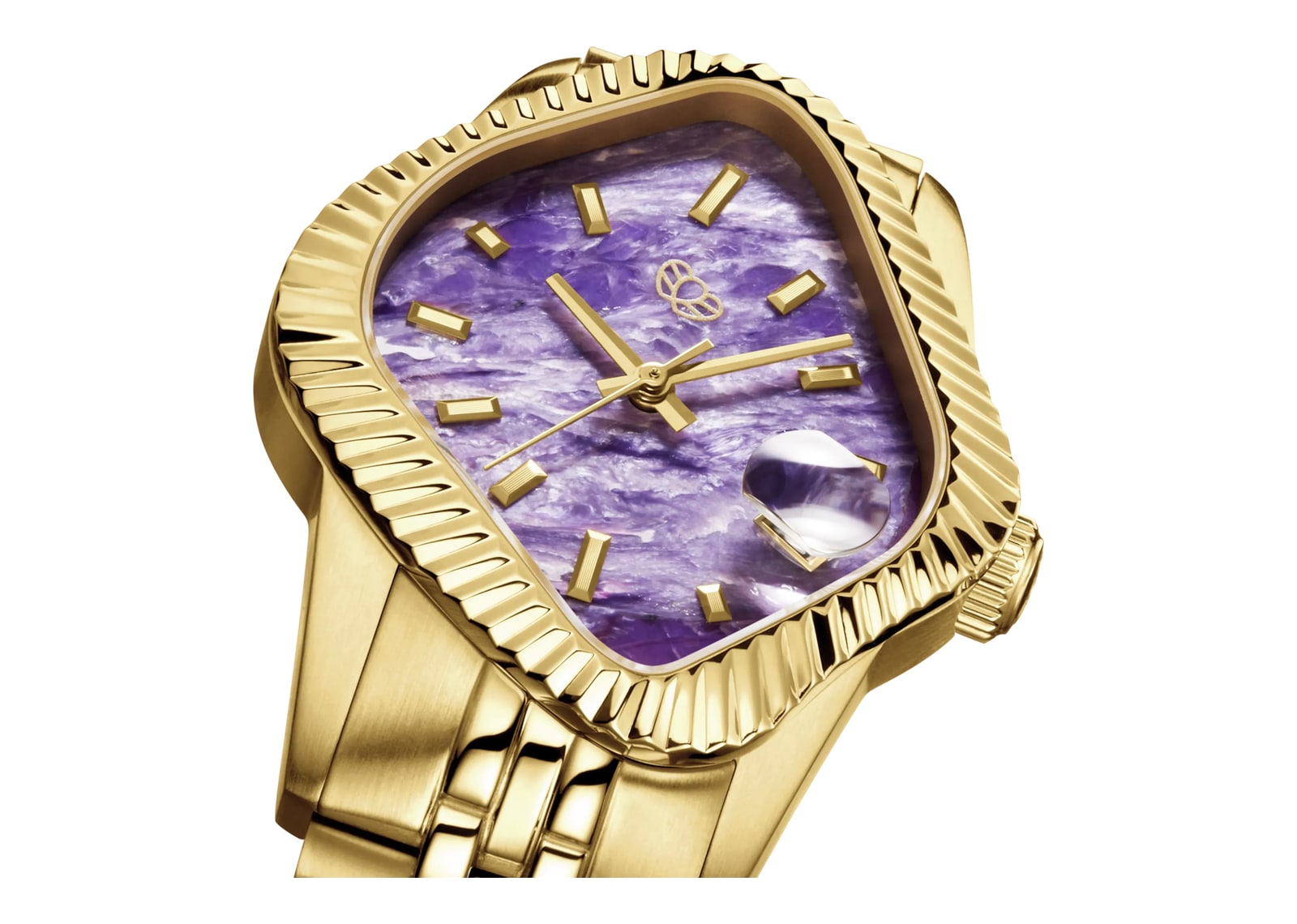 Laarvee Fluted Bezel Gold Charoite - görsel 4