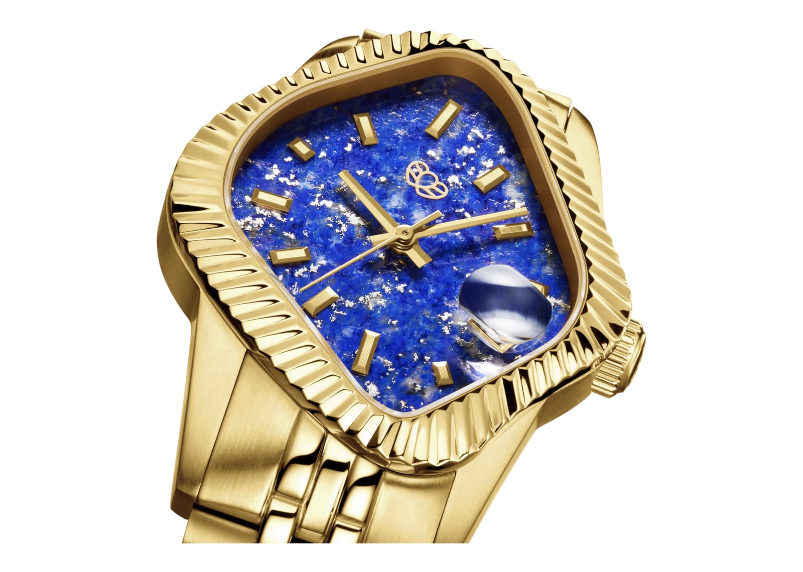 Laarvee Fluted Bezel Gold Lapis Lazuli - görsel 4