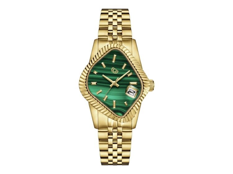 Laarvee Fluted Bezel Gold Malachite