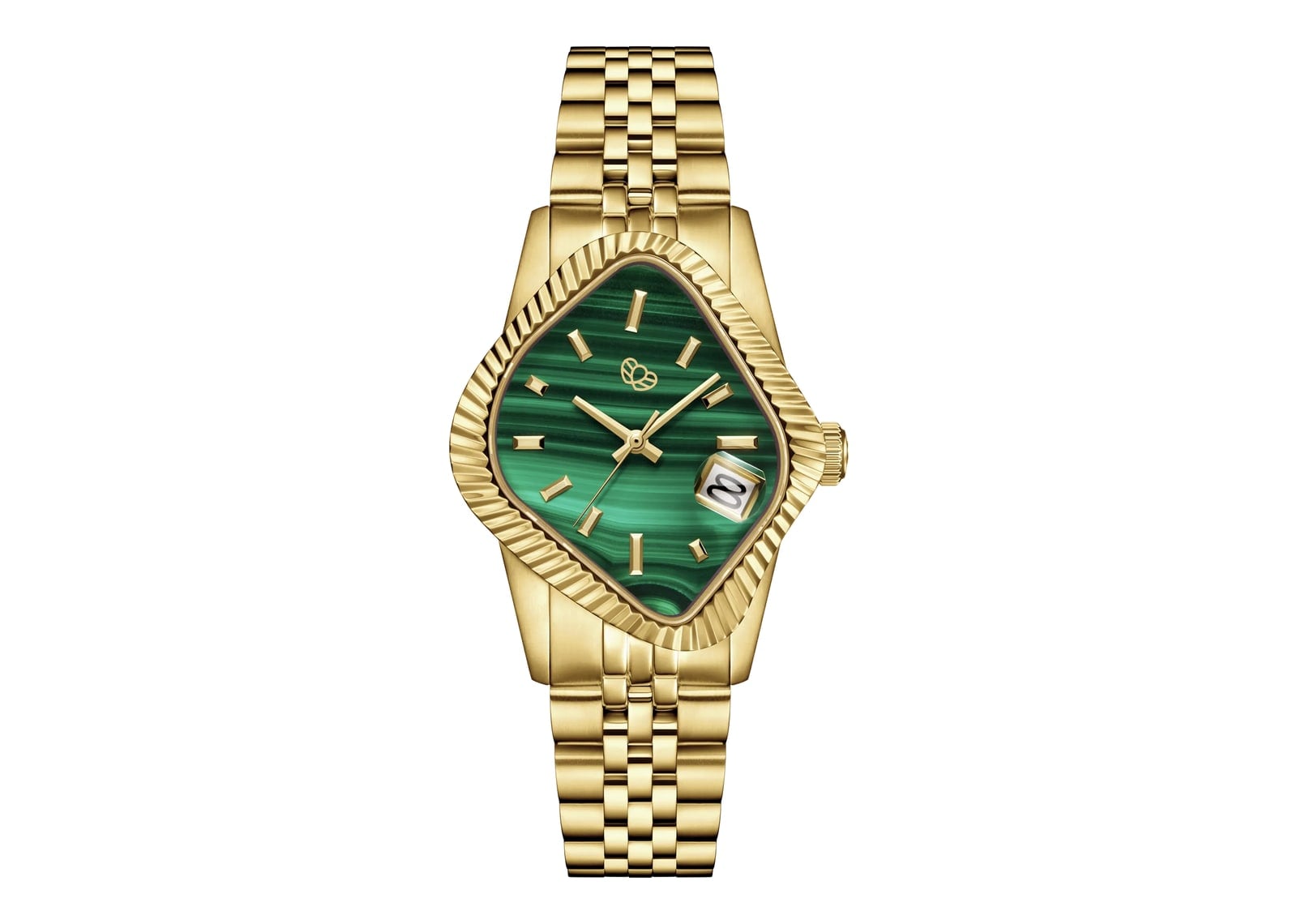 Laarvee Fluted Bezel Gold Malachite