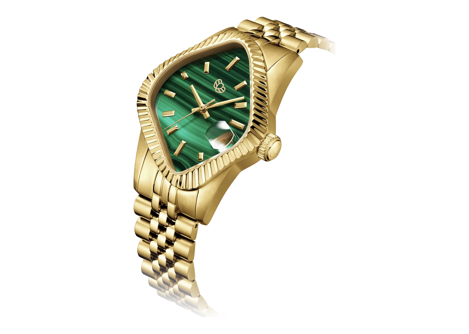 Laarvee Fluted Bezel Gold Malachite - görsel 2