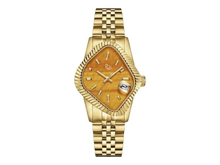 Laarvee Fluted Bezel Gold Tigers Eye