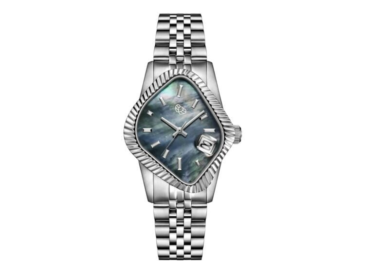 Laarvee Fluted Bezel Steel Black Mother-of-Pearl