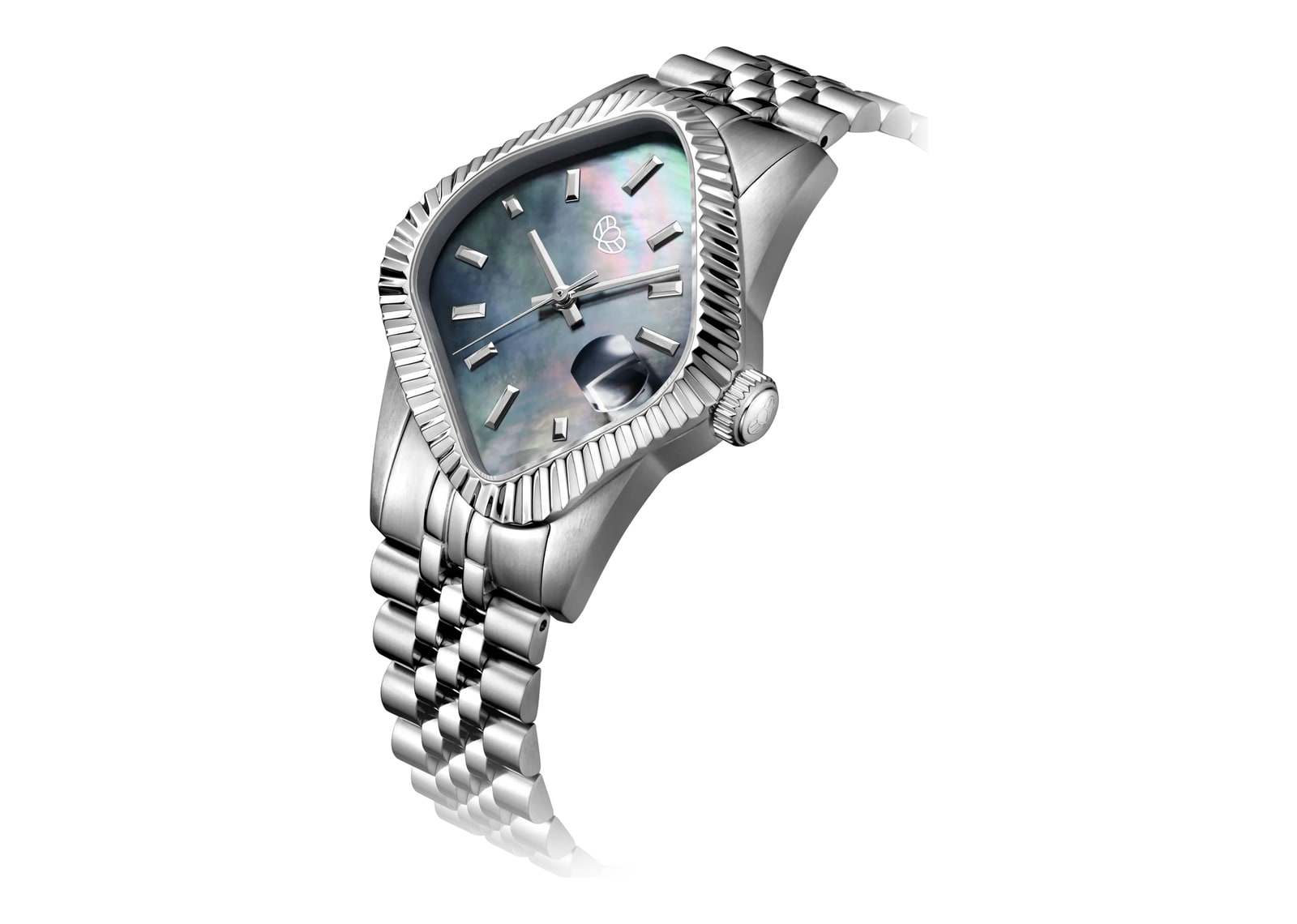 Laarvee Fluted Bezel Steel Black Mother-of-Pearl - görsel 2
