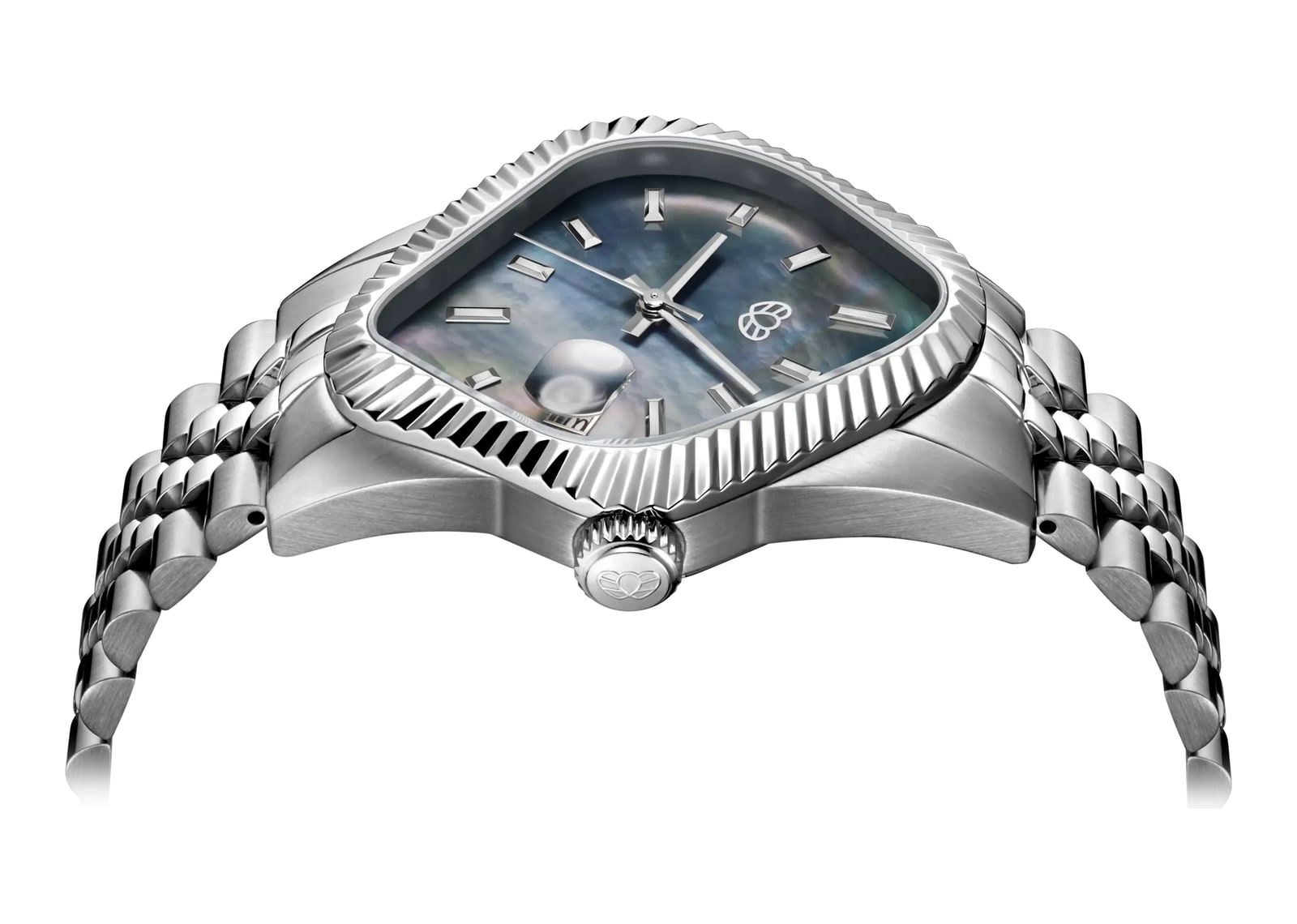 Laarvee Fluted Bezel Steel Black Mother-of-Pearl - görsel 3