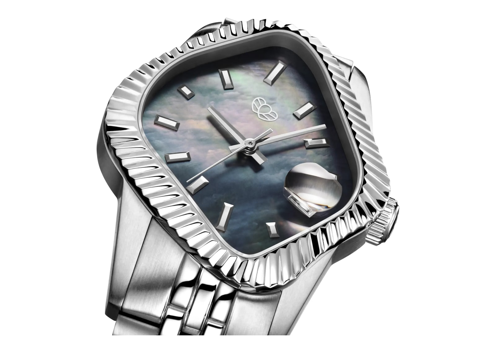 Laarvee Fluted Bezel Steel Black Mother-of-Pearl - görsel 4
