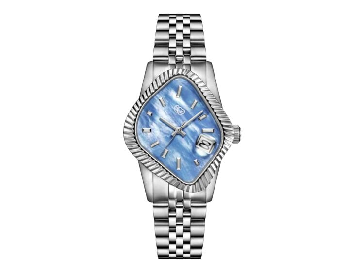 Laarvee Fluted Bezel Steel Blue Mother-of-Pearl