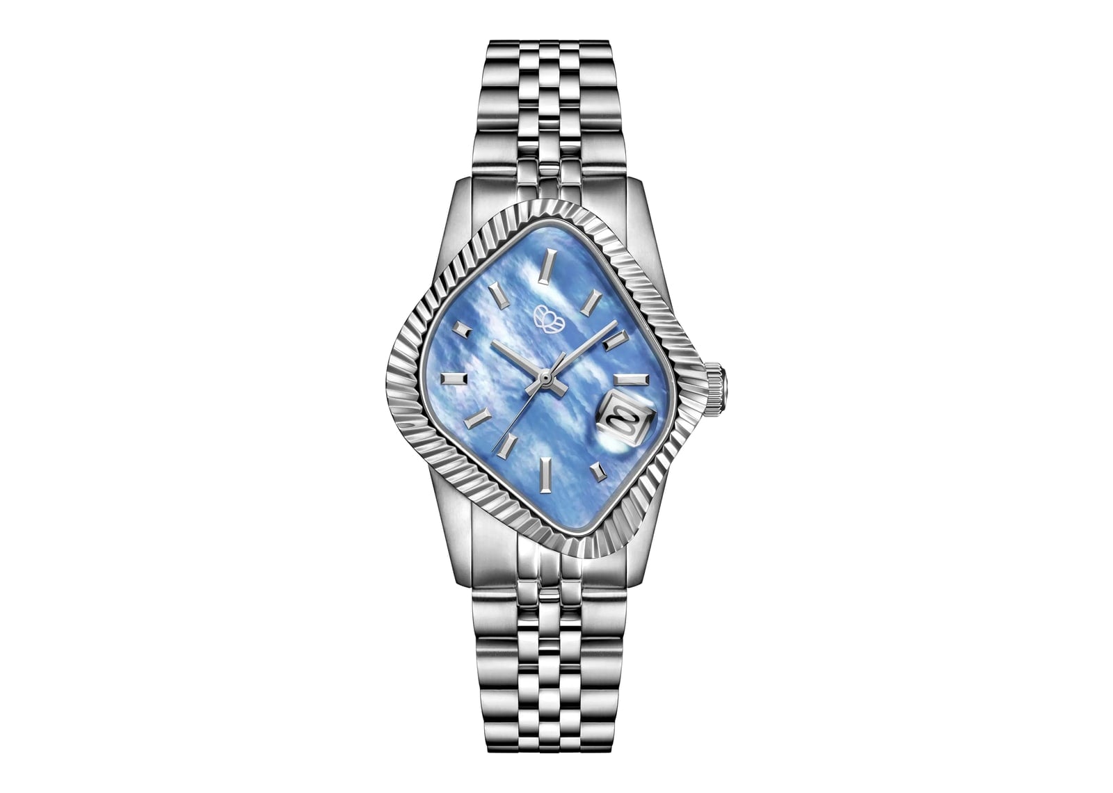 Laarvee Fluted Bezel Steel Blue Mother-of-Pearl