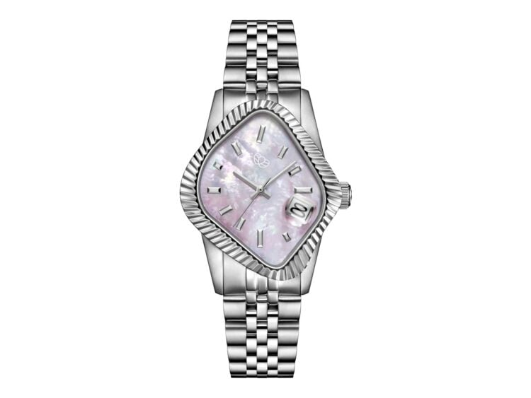 Laarvee Fluted Bezel Steel Pink Mother-of-Pearl