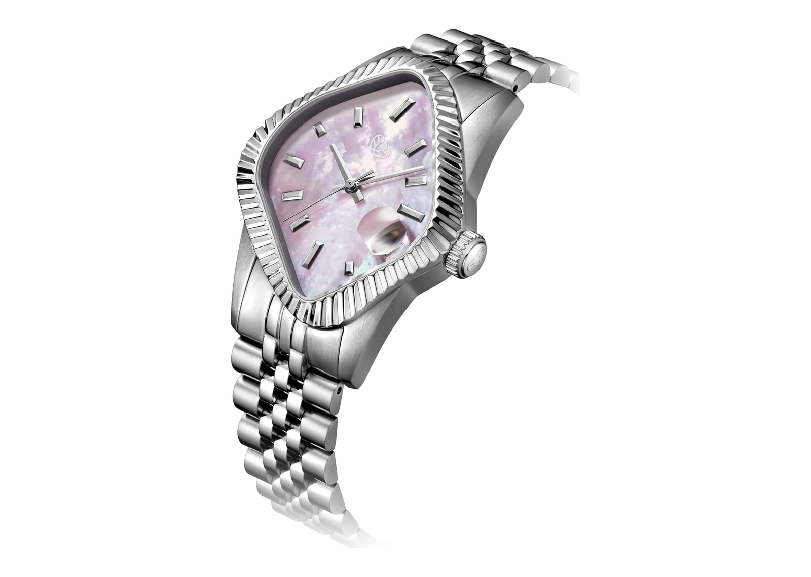 Laarvee Fluted Bezel Steel Pink Mother-of-Pearl - görsel 2