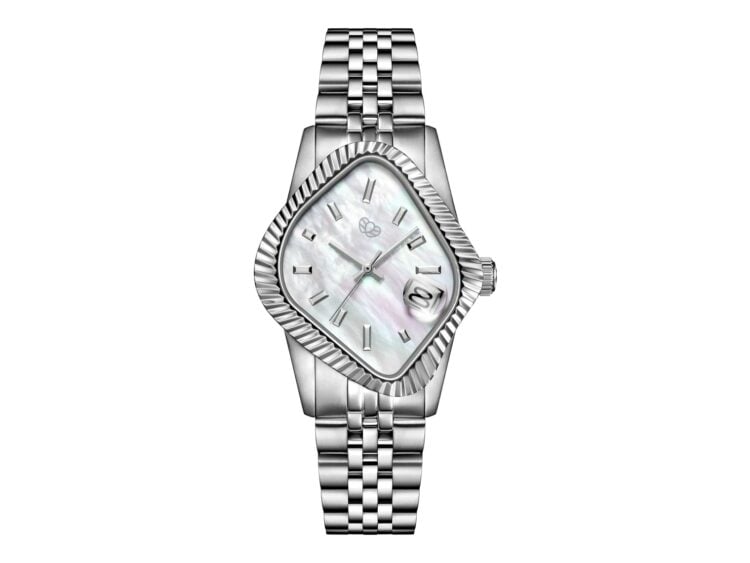 Laarvee Fluted Bezel Steel White Mother-of-Pearl