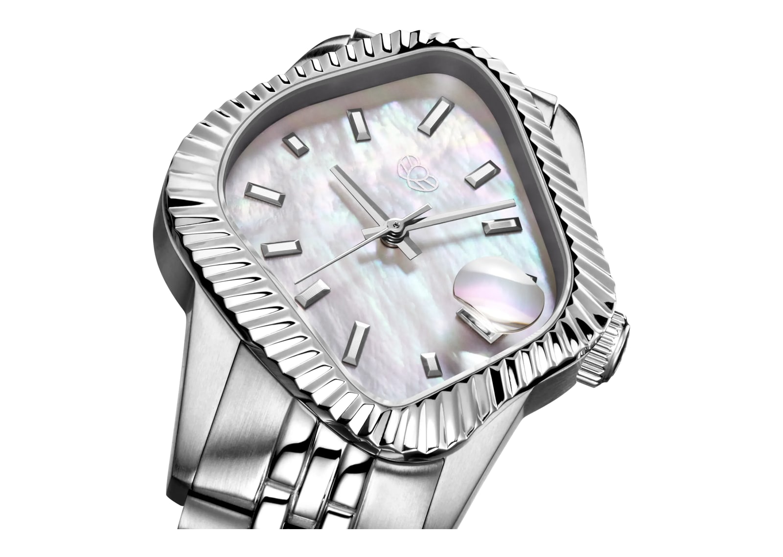 Laarvee Fluted Bezel Steel White Mother-of-Pearl - görsel 4