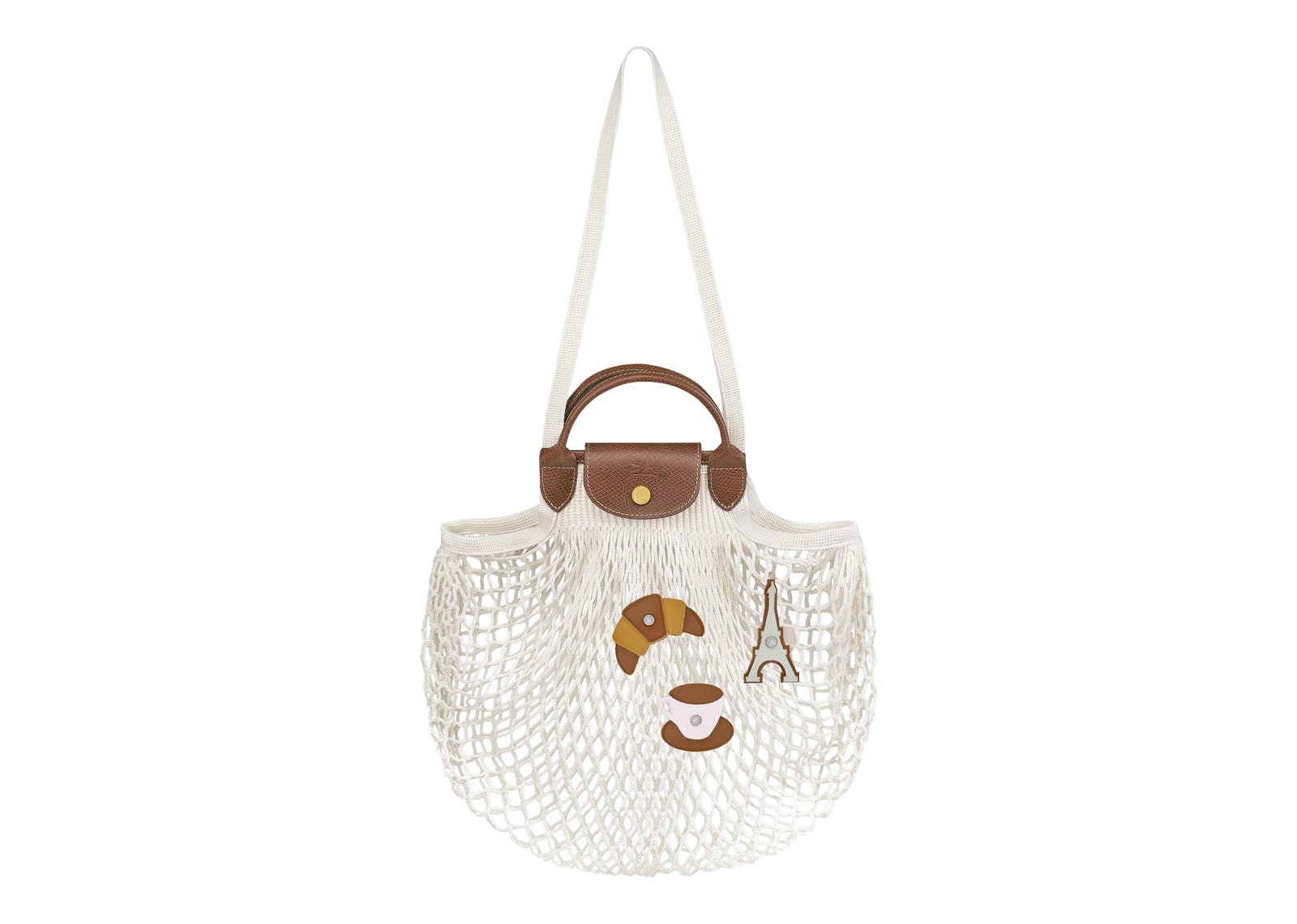 Longchamp Le Pliage Filet L Mesh Bag Ecru - görsel 5