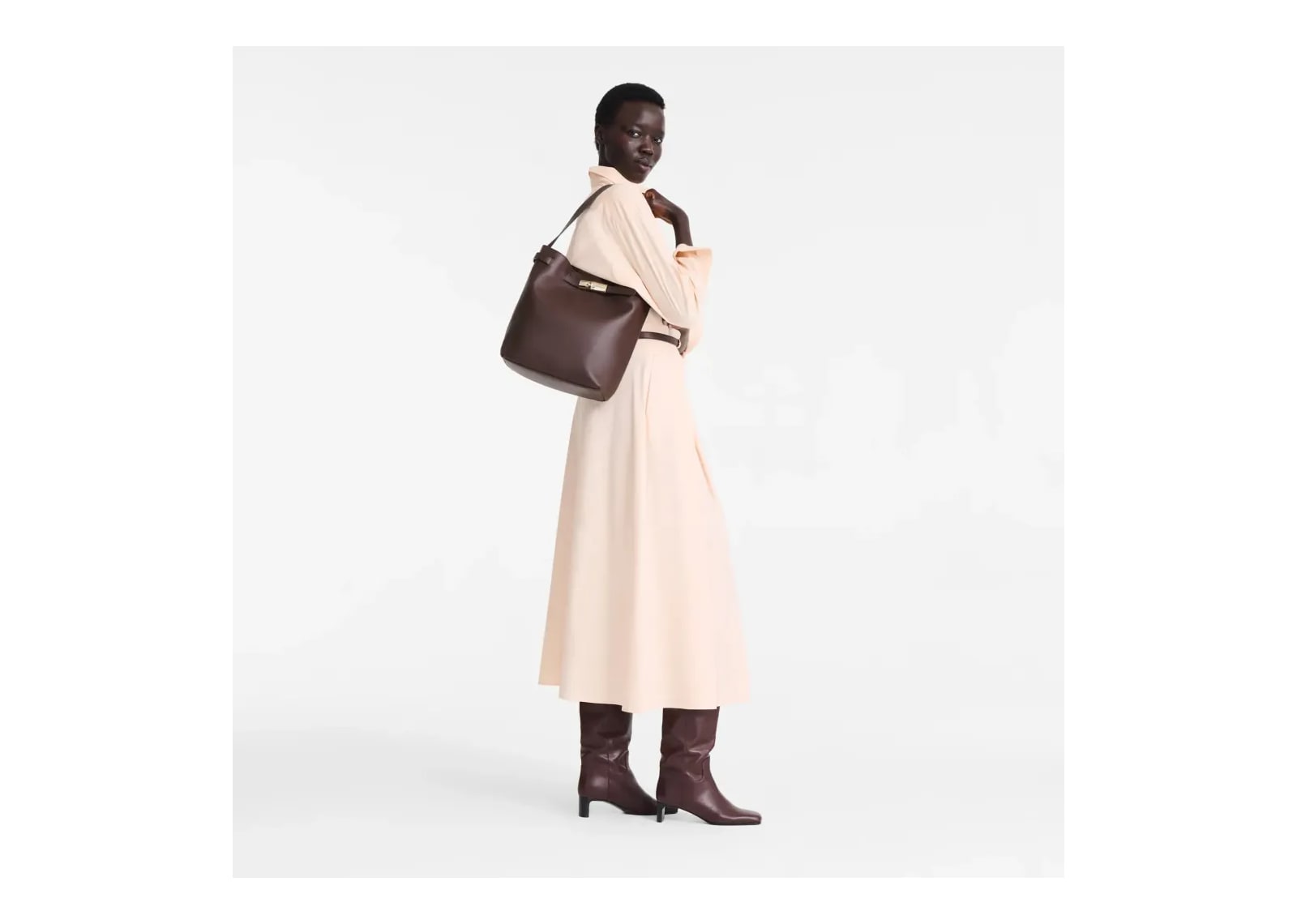 Longchamp Le Smart L Shoulder Bag Mocha - görsel 6