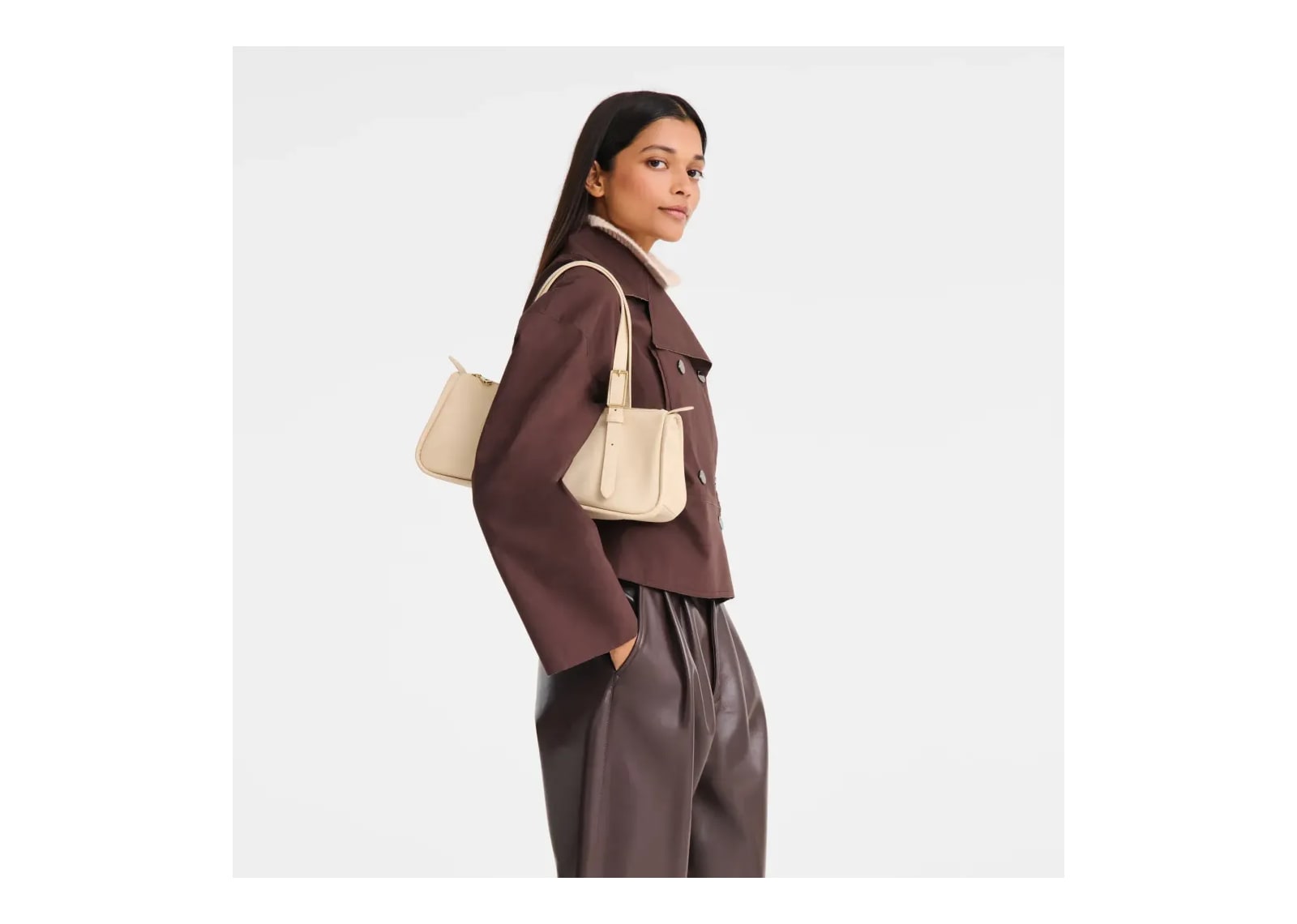 Longchamp Looong L Shoulder Bag Vanilla - görsel 6