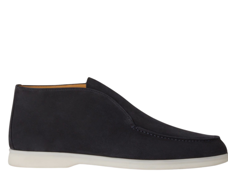 Loro Piana Open Walk Ankle Boot Suede Blue Navy