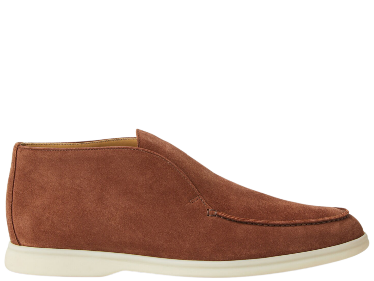 Loro Piana Open Walk Ankle Boot Suede Brown Whiskey