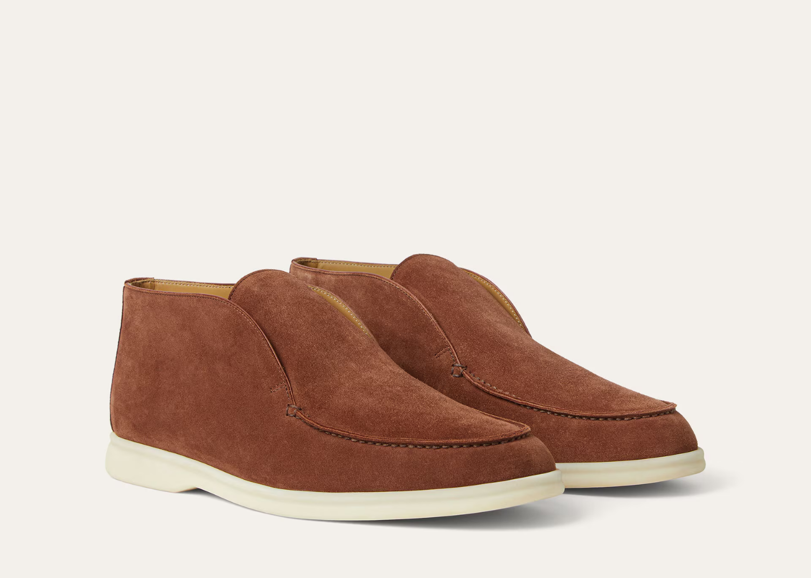 Loro Piana Open Walk Ankle Boot Suede Brown Whiskey - görsel 2