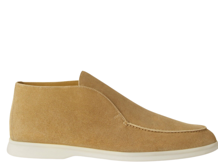 Loro Piana Open Walk Ankle Boot Suede Light Wood Smoke