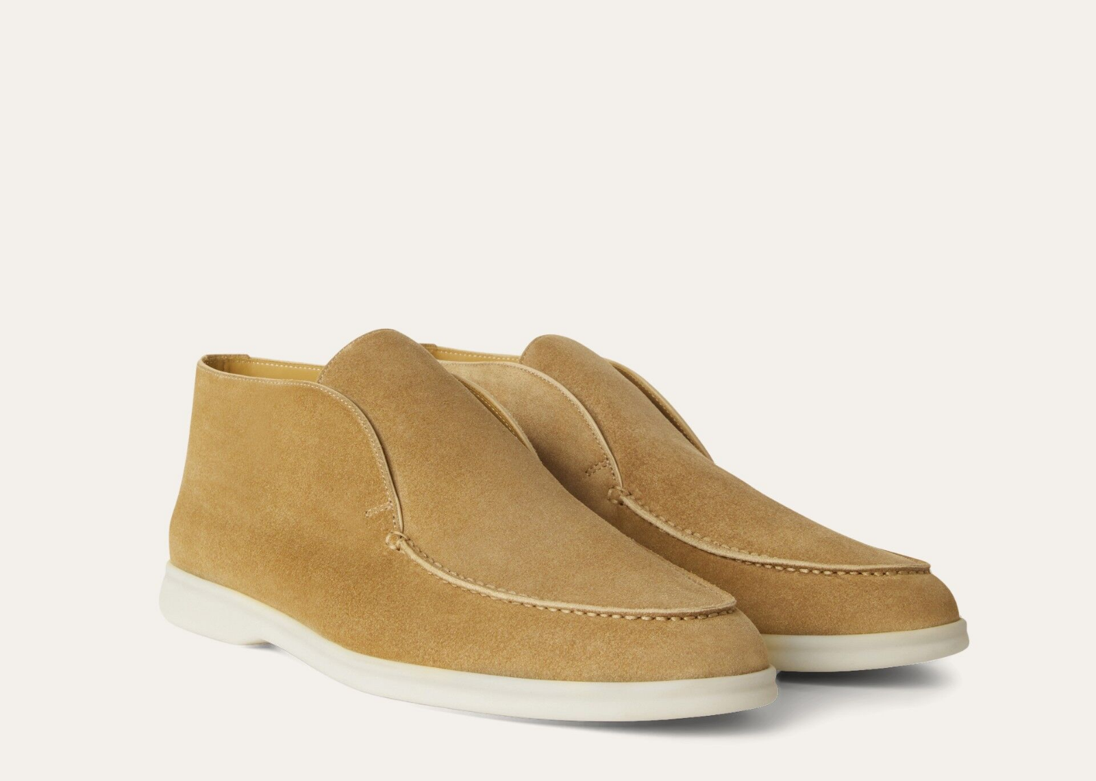 Loro Piana Open Walk Ankle Boot Suede Light Wood Smoke - görsel 2