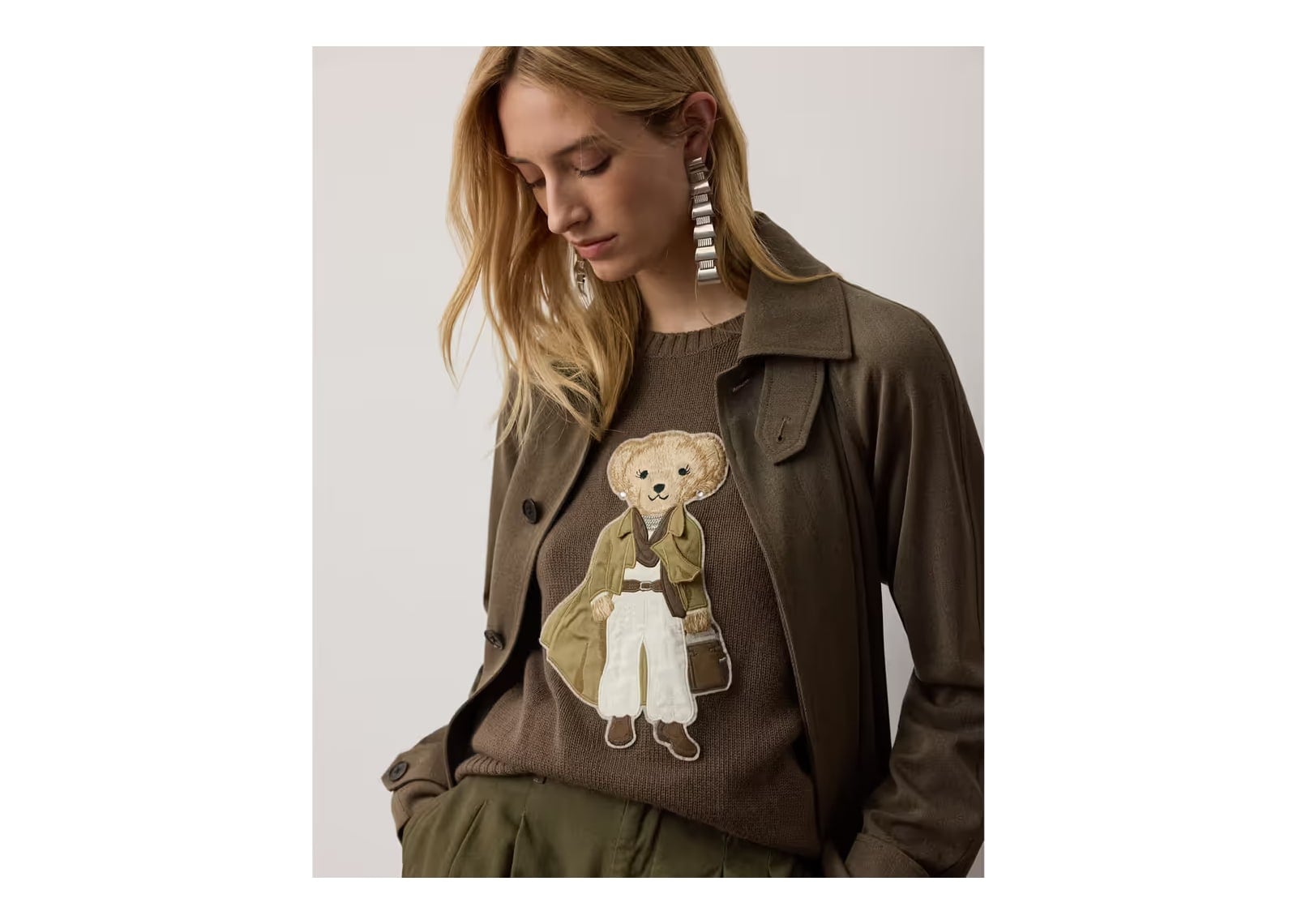 Polo Ralph Lauren Pre-Autumn Polo Bear Cashmere Jumper Portobello - görsel 5