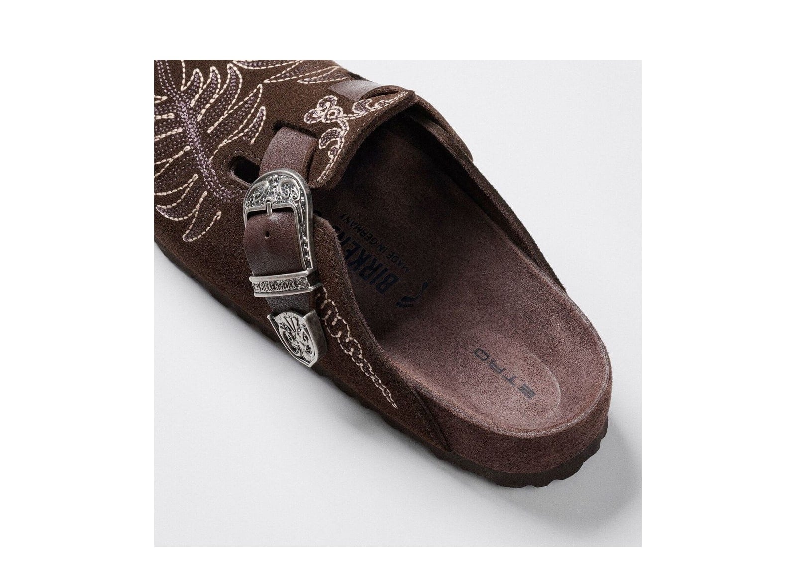 Birkenstock Etro Boston Embroidery Suede Chocolate - görsel 4
