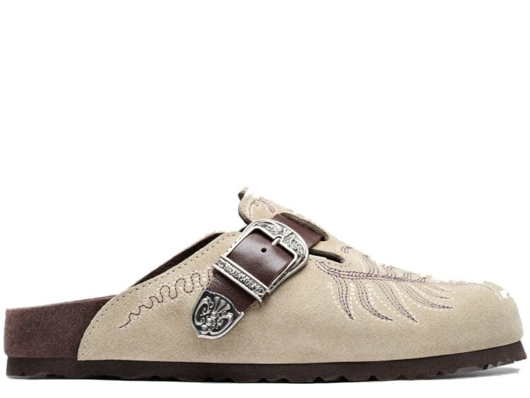 Birkenstock Etro Boston Embroidery Suede Taupe