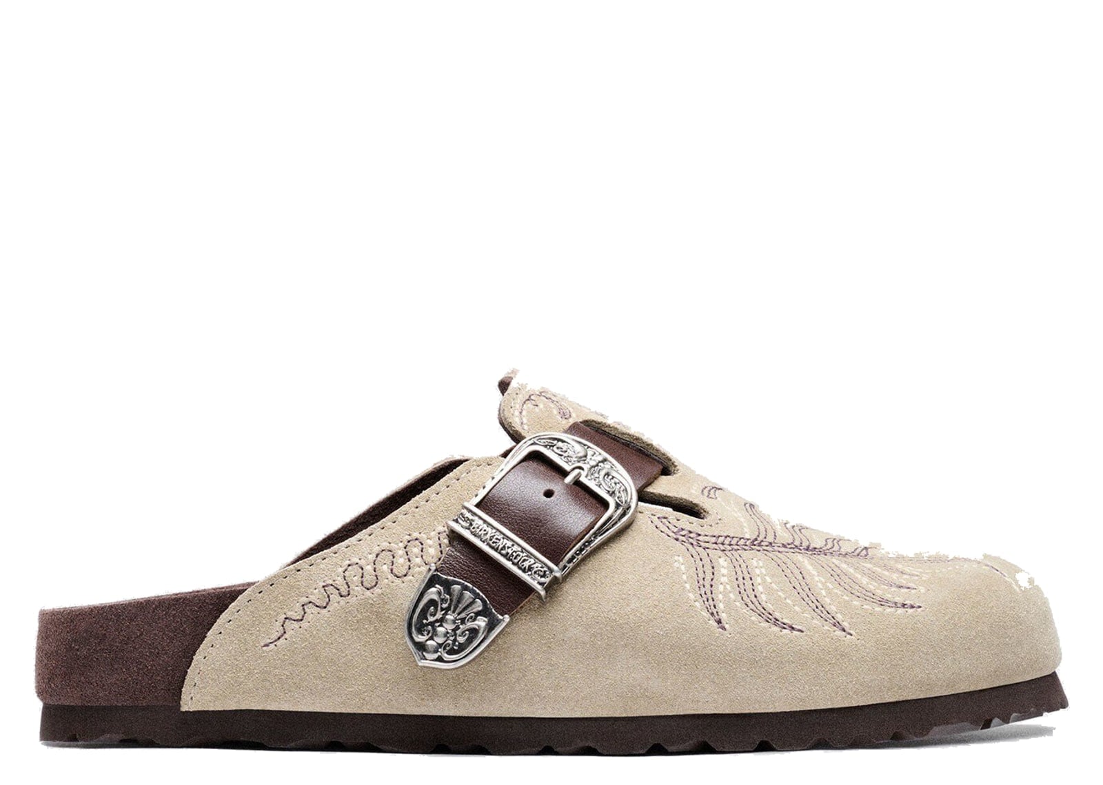 Birkenstock Etro Boston Embroidery Suede Taupe