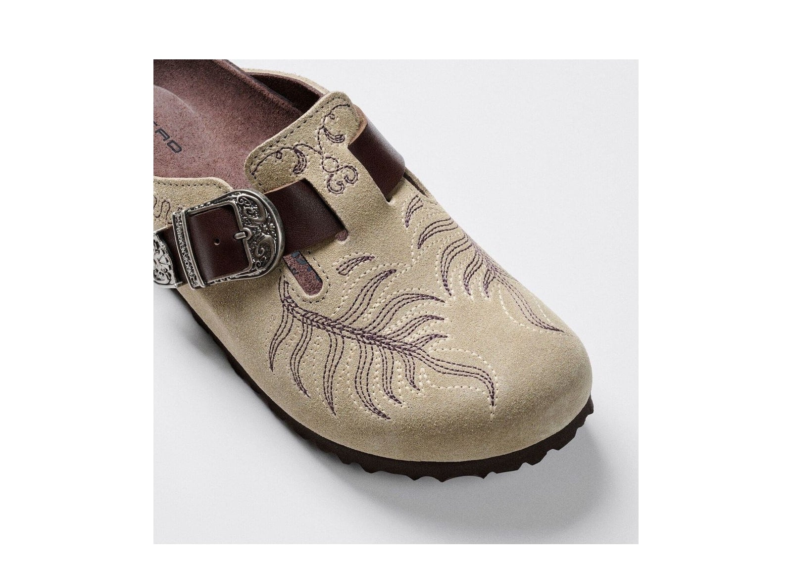 Birkenstock Etro Boston Embroidery Suede Taupe - görsel 2