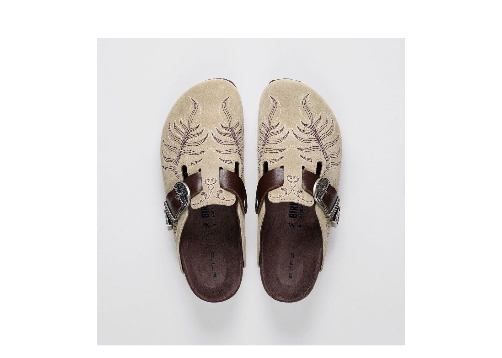 Birkenstock Etro Boston Embroidery Suede Taupe - görsel 3