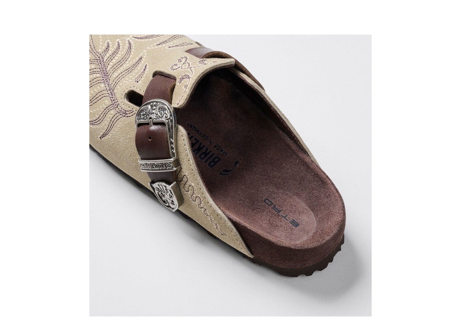 Birkenstock Etro Boston Embroidery Suede Taupe - görsel 4