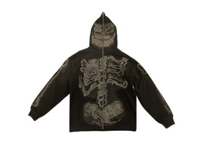 Cactus Jack by Travis Scott x Fragment Skeleton Graffiti Full Zip Hoodie Redux Brown