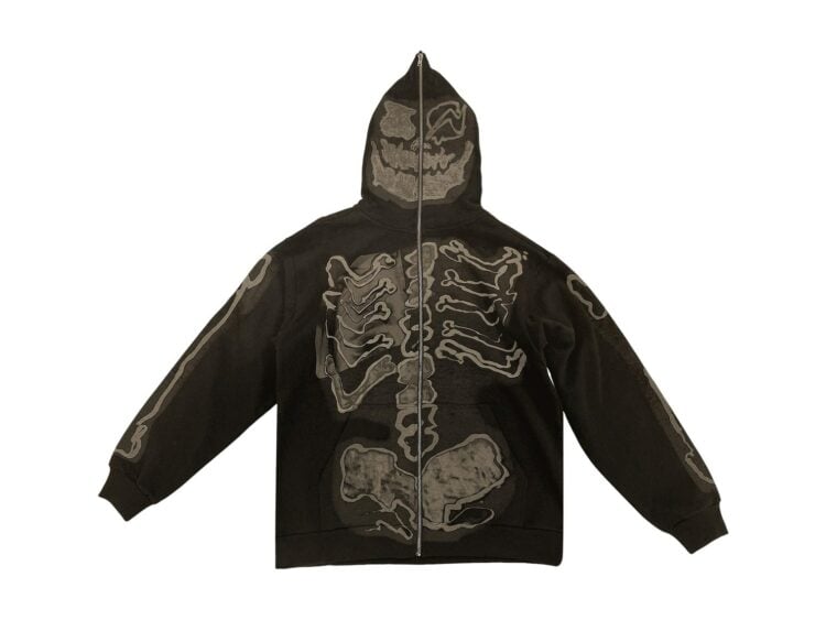 Cactus Jack by Travis Scott x Fragment Skeleton Graffiti Full Zip Hoodie Redux Brown