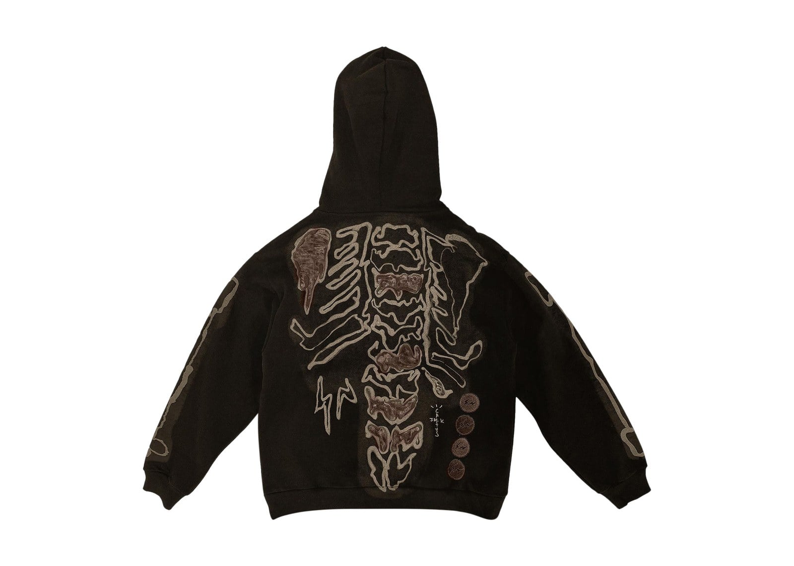 Cactus Jack by Travis Scott x Fragment Skeleton Graffiti Full Zip Hoodie Redux Brown - görsel 2